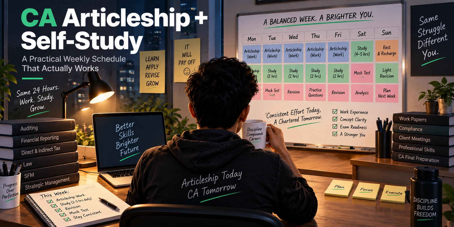 CA Articleship + Self-Study: A Practical Weekly Schedule cover image