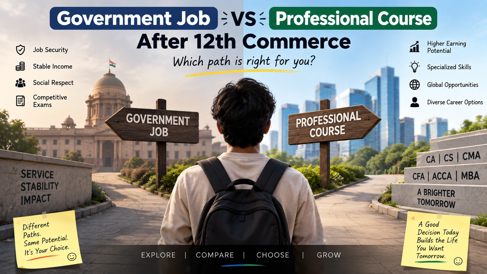 Government Job vs Professional Course After 12th Commerce cover image