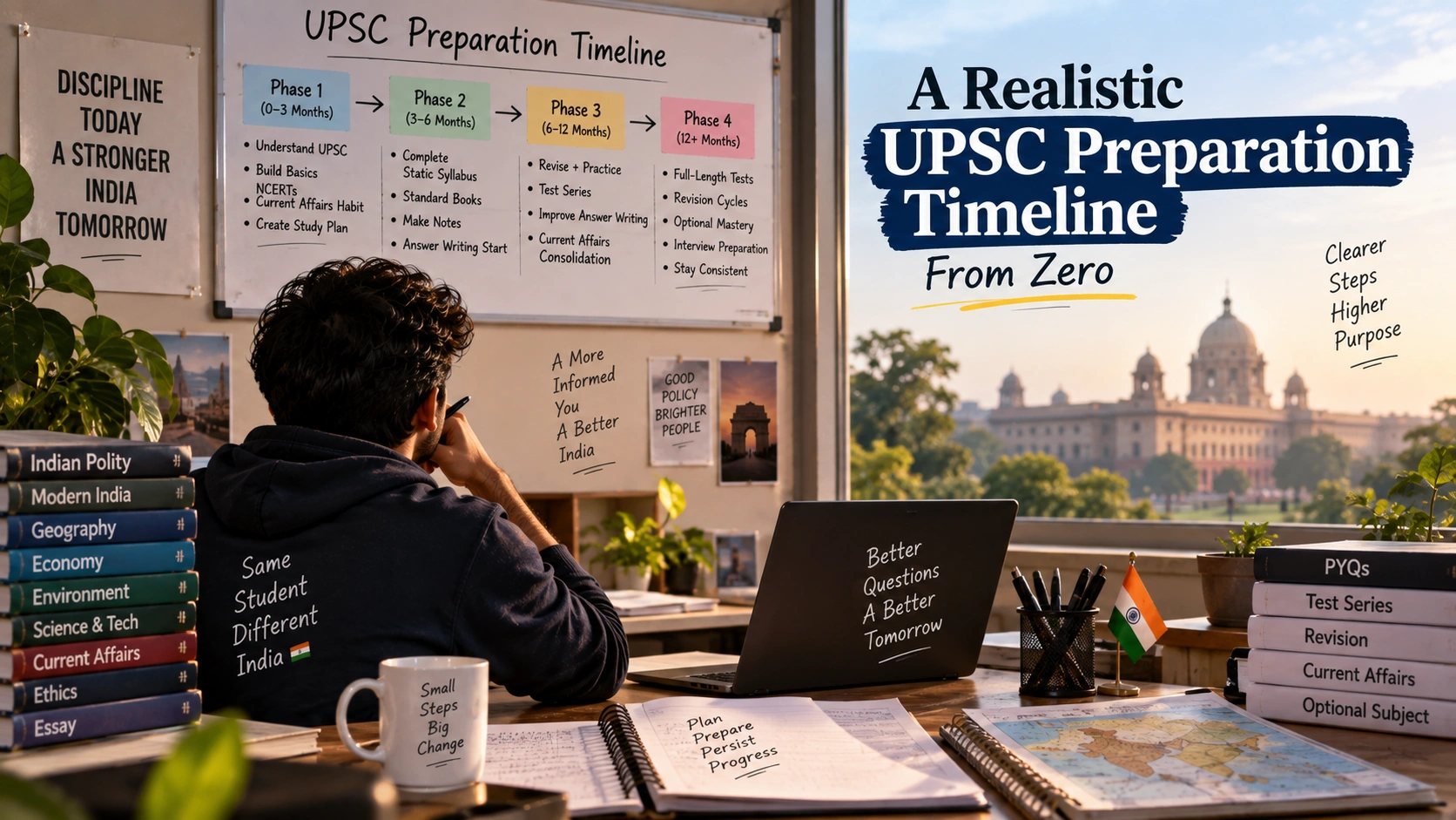 A Realistic UPSC Preparation Timeline From Zero, Month by Month cover image